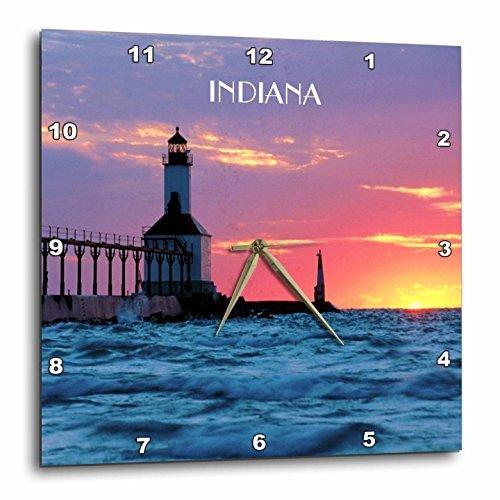 【楽ギフ_のし宛書】 3dRose 13インチ x 13 壁時計 インディアナ州 ミシガンシティの灯台 dpp_62523_2 掛け時計、壁掛け時計
