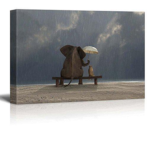 【在庫あり/即出荷可】 (41cm x S Decoration Home Decor/ Wall Modern Rain the under Sit Dog and Elephant - Art Wall Prints Canvas - Wall26 - Dog) and Elephant %カンマ% 60cm レリーフ、アート