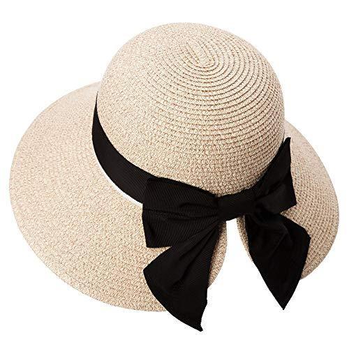 【超安い】  Beach Sun Summer SIGGIレディースFloppy Straw ベージュ カラー: 56???58?cm Brim upf50折りたたみ式Wide Hat ハット、つば広帽子