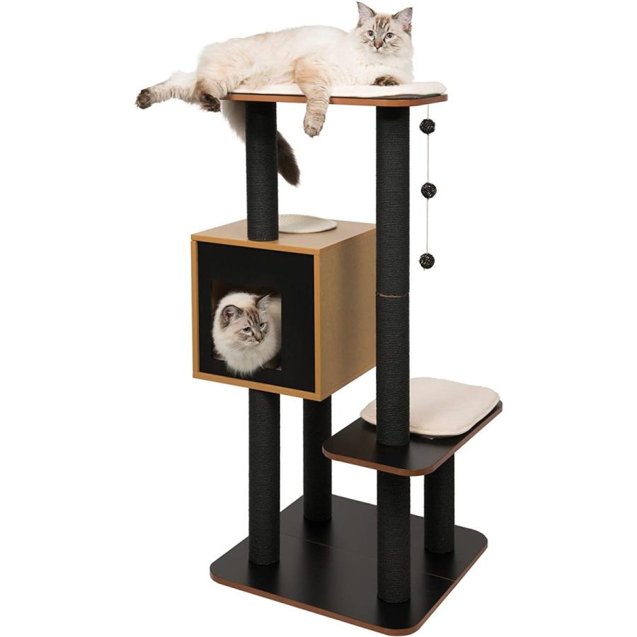 Vesper Cat Tree Scratching Post with Condo - Oak Furniture｜blueseainc｜11