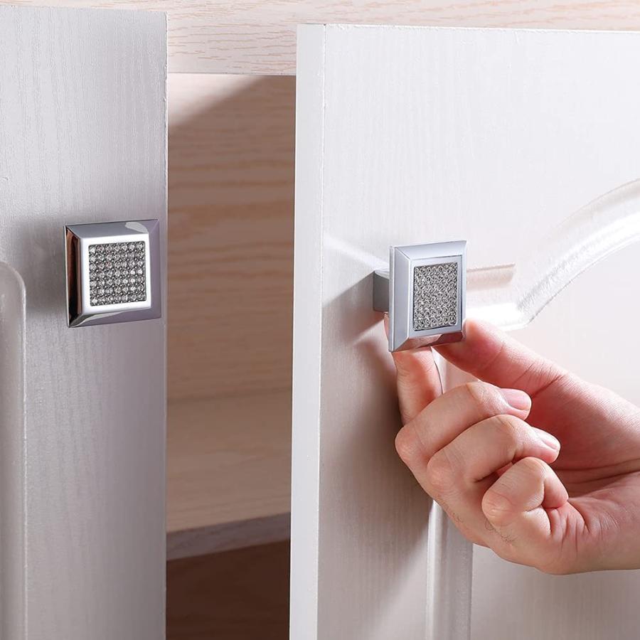 いラインアップ クリスタルキャビネットノブ Lanc 引き出し 家具ハンドル B1001p P10 シルバー 10個パック 光沢のあるキッチン金具 スタイリッシュ すべて金属製 ネジ付き 生活雑貨