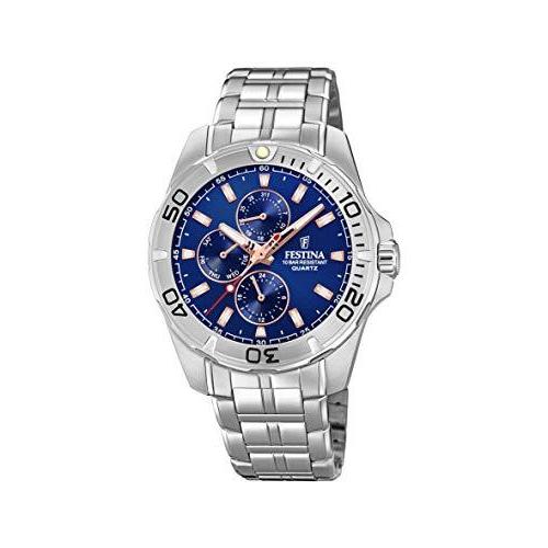 新しいエルメス ステンレス鋼の革紐F20445 / 5が付いているFestinaメンズ多ダイヤルの水晶腕時計 腕時計