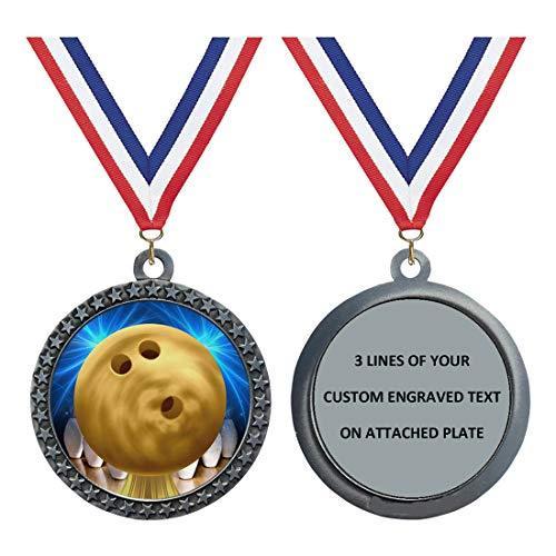 Express Medals 刻印入り1〜50個パック ボーリングシルバーメダル トロフィー賞 カスタマイズ可 LD212-D60 ボール