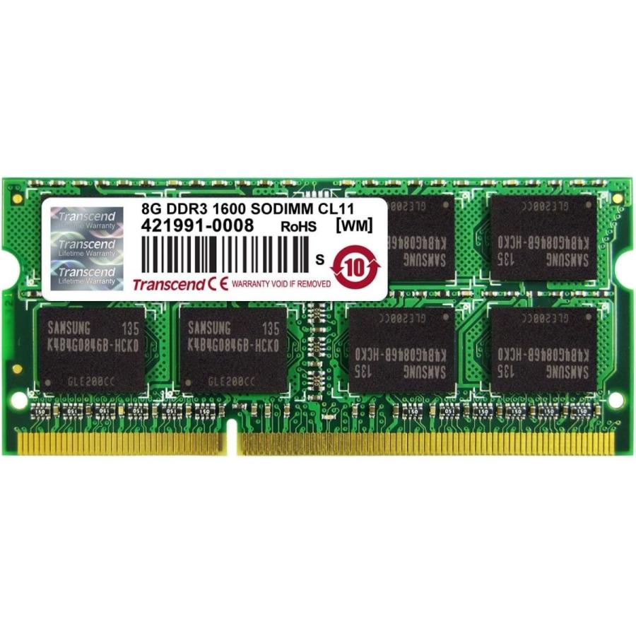 Transcend ノートPC用メモリ PC3-12800 DDR3 1600 8GB 1.5V対応 204pin