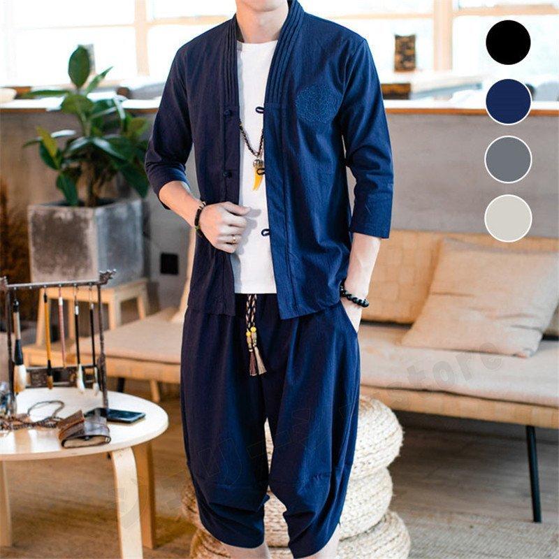 綿麻 セットアップ メンズ 半袖 夏 リネン素材 2点セット スウェット メンズジャージ サルエルパンツ メンズ ルームウェア 薄手 通気 部屋着 豪奢な