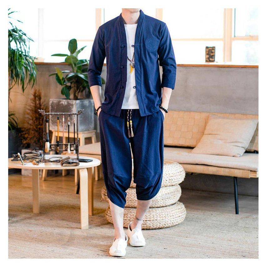 綿麻 セットアップ メンズ 半袖 夏 リネン素材 2点セット スウェット メンズジャージ サルエルパンツ メンズ ルームウェア 薄手 通気 部屋着 豪奢な