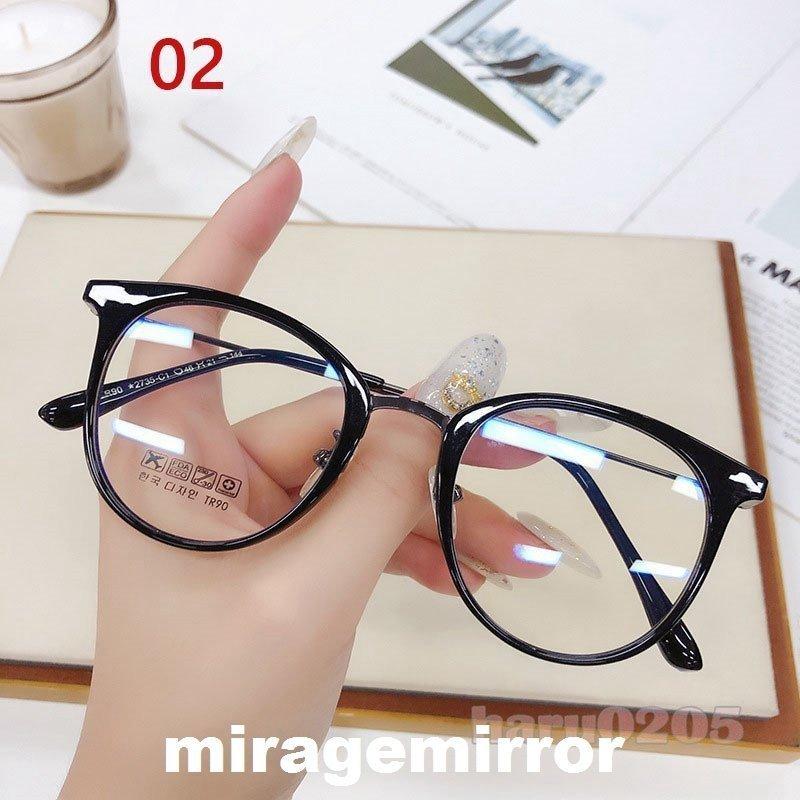 メガネ 度なし 女性用 男性用 黒縁 丸形 クリア 透明 眼鏡 おしゃれ Pcメガネ 軽量 紫外線 Uvカット めがね 透明 ケース付き Web限定