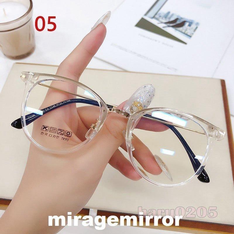 メガネ 度なし 女性用 男性用 黒縁 丸形 クリア 透明 眼鏡 おしゃれ Pcメガネ 軽量 紫外線 Uvカット めがね 透明 ケース付き Web限定