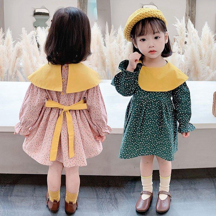 長袖ワンピース 韓国子供服 韓国子ども服 韓国こども服 女の子 キッズ 春 秋 花柄 女の子 可愛い かわいい おしゃれ オシャレ 90 100 110 プレゼント ギフト 人気が高い