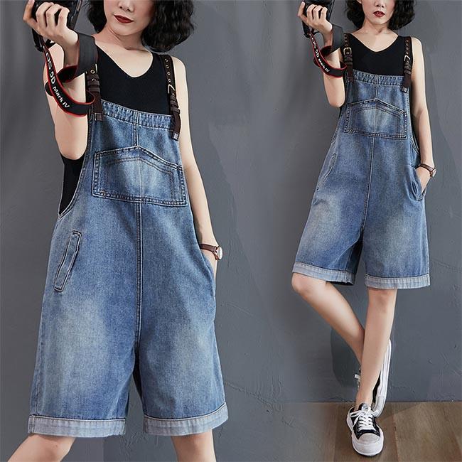 サロペット レディース デニムサロペット サロペットパンツ デニム オーバーオール ハーフパンツ ゆったり ショートパンツ 夏 半ズボン お洒落 Bjb6393 Bluestar 通販 Yahoo ショッピング