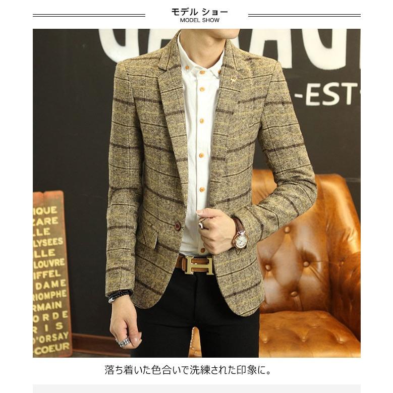 テーラードジャケット メンズ チェック柄 長袖 セミフォーマル アウター トップス 秋 冬 春 秋冬新作 Hat795 Bluestar 通販 Yahoo ショッピング