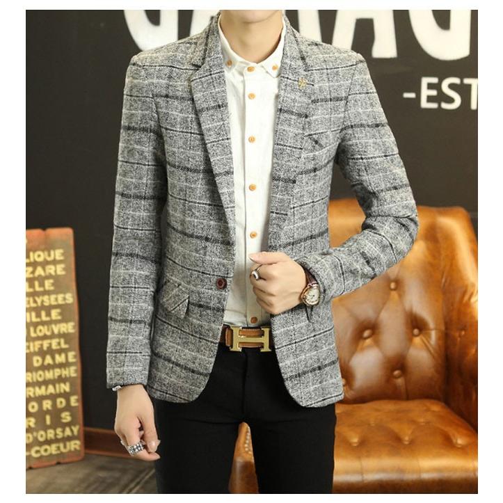 テーラードジャケット メンズ チェック柄 長袖 セミフォーマル アウター トップス 秋 冬 春 秋冬新作 Hat795 Bluestar 通販 Yahoo ショッピング