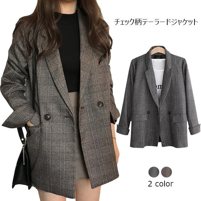 テーラードジャケット レディース ロング丈 長袖 大きいサイズ チェック柄 アウター 秋 冬 春 秋冬新作 Hbt258 Bluestar 通販 Yahoo ショッピング
