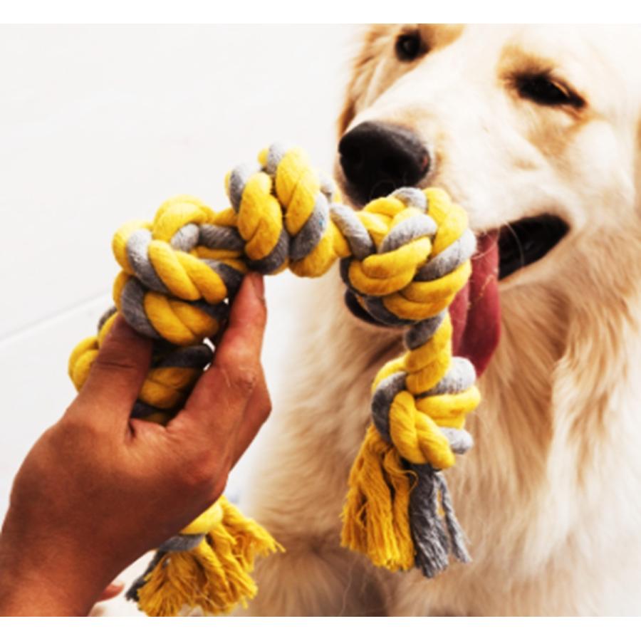 犬ロープおもちゃ 中型犬 大型犬用 噛むおもちゃ 天然コットン 約60cm