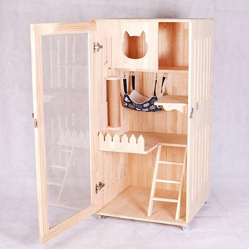 【新入荷】 ペット用品　猫用キャビネット ネコトイレ 棚 リビング キャットトイレ 家具 木製キャットケージ　ヴィラ　　無垢材 【EI1082966467】(37920円)