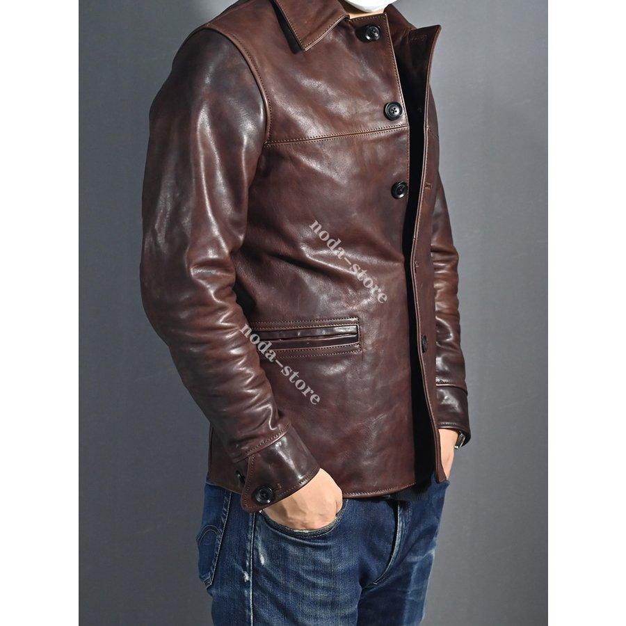 高級上質 ホースハイド 30's ワークコート レザージャケット ブラウン