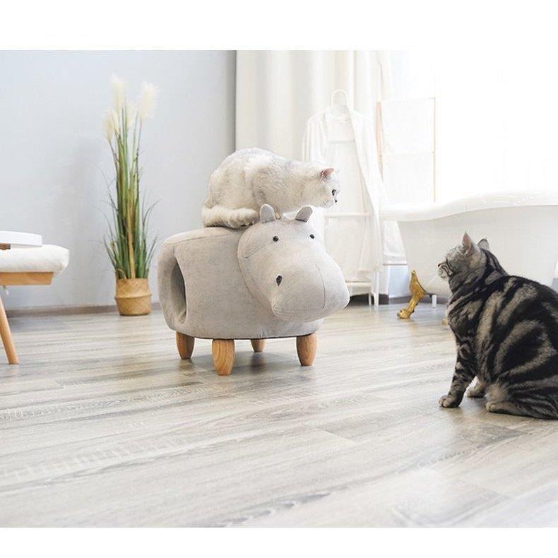 ねこ用ベッド ペットベッド キャットハウス スツール 椅子 猫用ハウス ねこグッズ ペット用品 ねこ用品 動物型 レザー調 インテリア かわいい おし cm