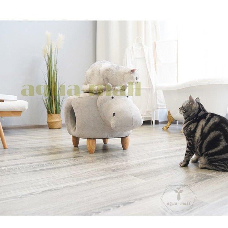 ねこ用ベッド ペットベッド キャットハウス スツール 椅子 猫用ハウス ねこグッズ ペット用品 ねこ用品 動物型 レザー調 インテリア かわいい おし cm