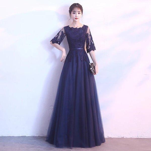 安い直販店 ロングドレス母親結婚式ワンピース袖付き結婚式ピアノ発表