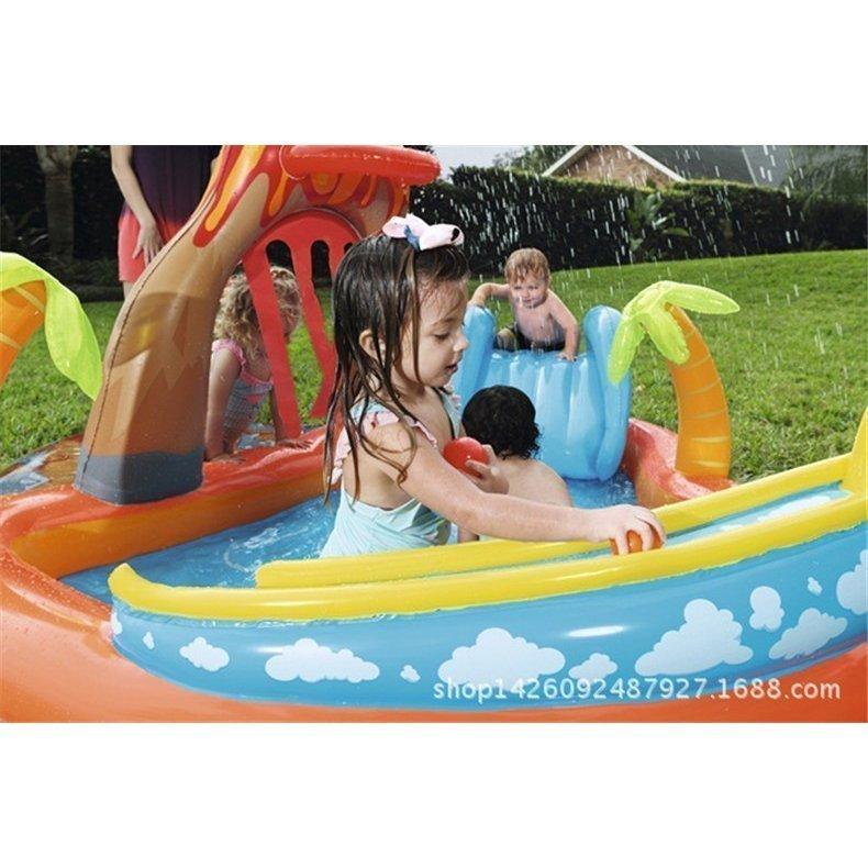 家でプール遊び！ビニールプール 家庭用プール 対象年齢３歳 子供プール new 水遊び おもちゃ 火山のプール 滑り台付き スライダー 