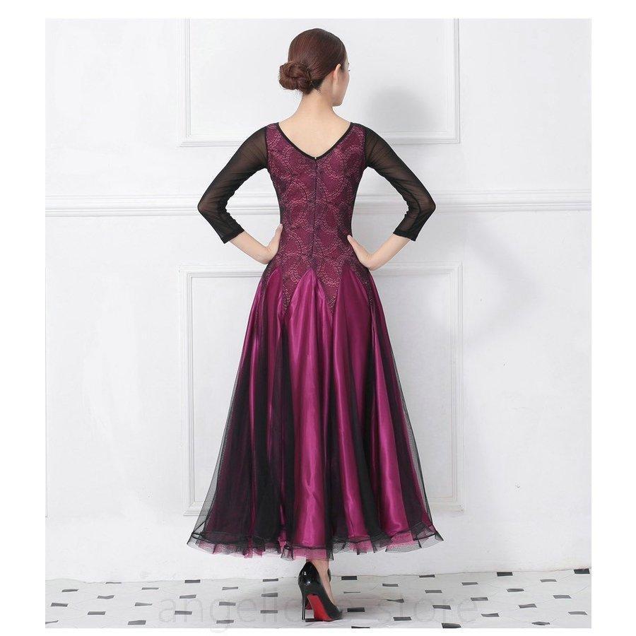 社交ダンス衣装 ワルツダンス服 社交ダンスドレス ステージ衣装 舞台服 ワルツ 大きい裾 タンゴ服 ダンス衣装 