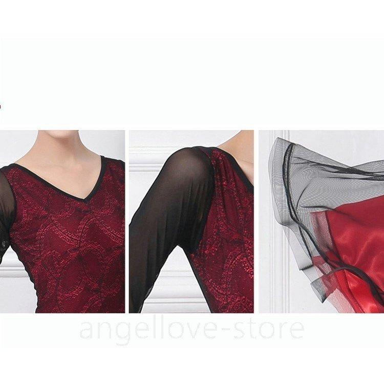 社交ダンス衣装 ワルツダンス服 社交ダンスドレス ステージ衣装 舞台服 ワルツ 大きい裾 タンゴ服 ダンス衣装 