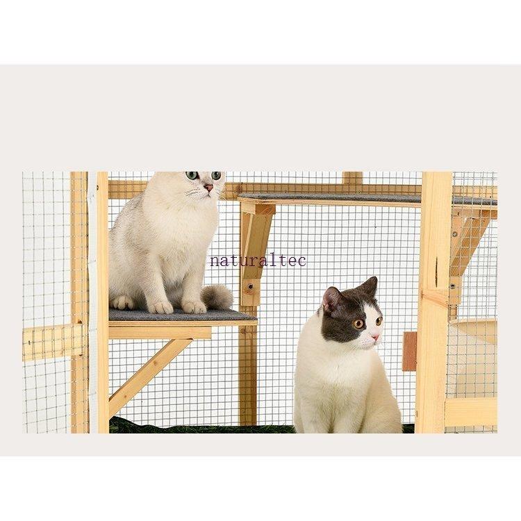 猫 ケージ キャットケージ 木製フレーム 広々 大型 猫ゲージ おしゃれ キャットハウス ネコ ハウス 留守番 保護 脱走防止 