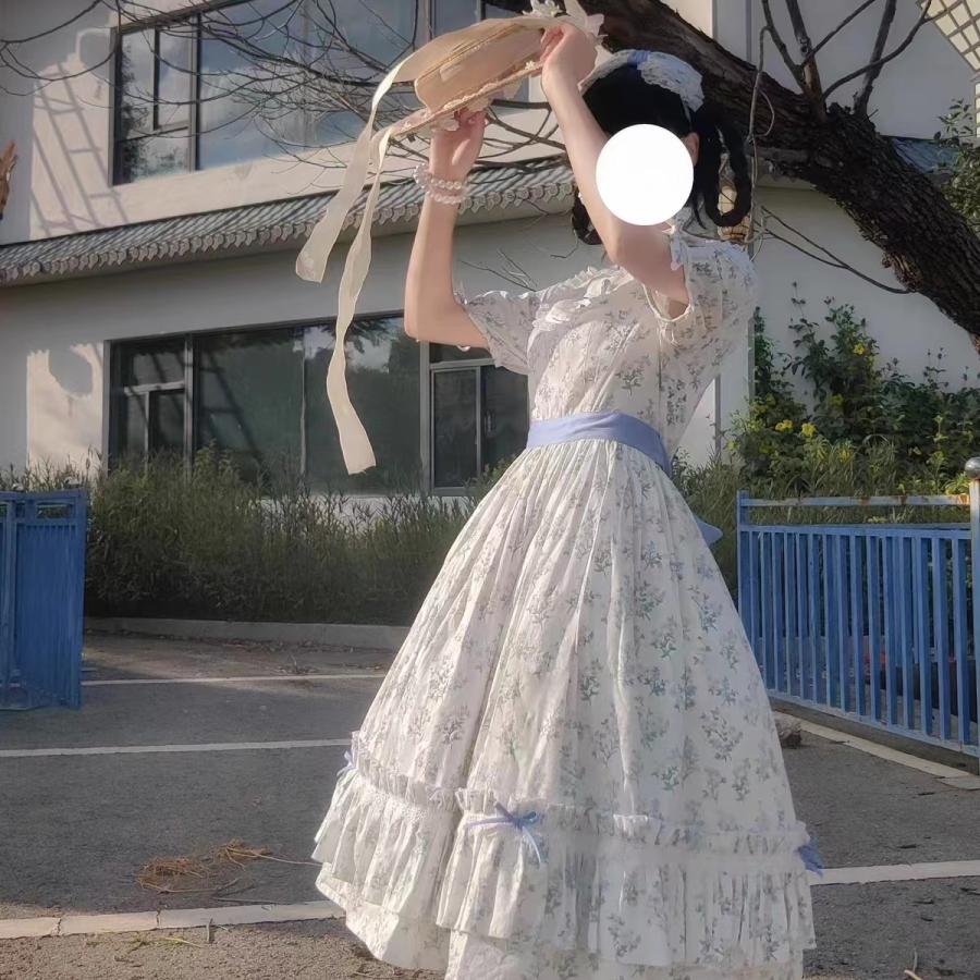 ロリータドレス 甘ロリ レースケープ風 白ロリ カジュアル クラシカル