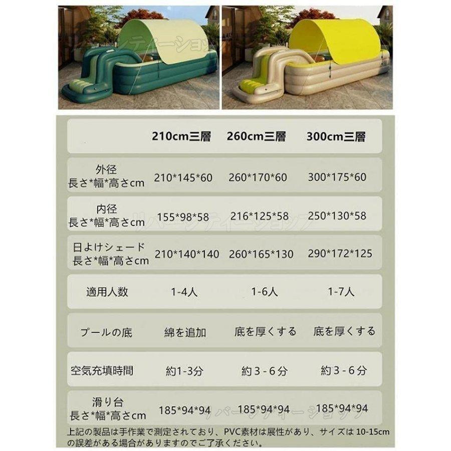 ファミリープールプール 家庭用プール 自動充気 エアープール 子供用 おしゃれ 家庭用 折り畳み式 室内室外 水遊び 滑り台付き 肉厚PVC 日よけシェード付き 外寸 適用人数：1