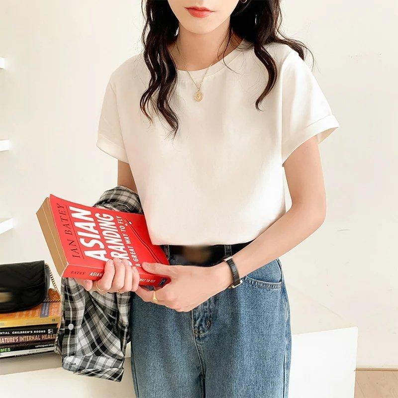 Tシャツ レディース 100 綿 半袖 クルーネック 無地 エレガント インナー トップス ティーシャツ 涼しい シンプル 愛い カットソー 黒 白 春 夏秋 Deprzddstg Superopticas Com