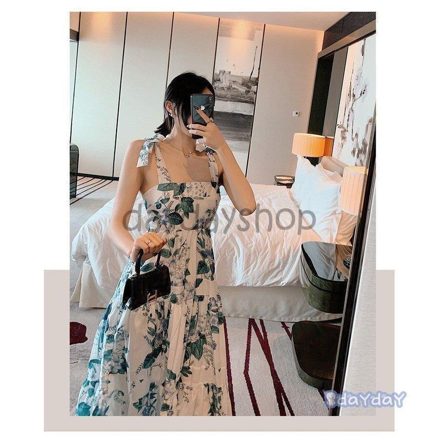 柔らかな質感の サンドレス 涼しげ アーティスティック ロングワンピ ハイウエスト フリル 花柄 ワンピース 優雅 定番 女子旅 休日 フェミニン リゾート ワンピース サイズ S Www Raviwebcoding Com