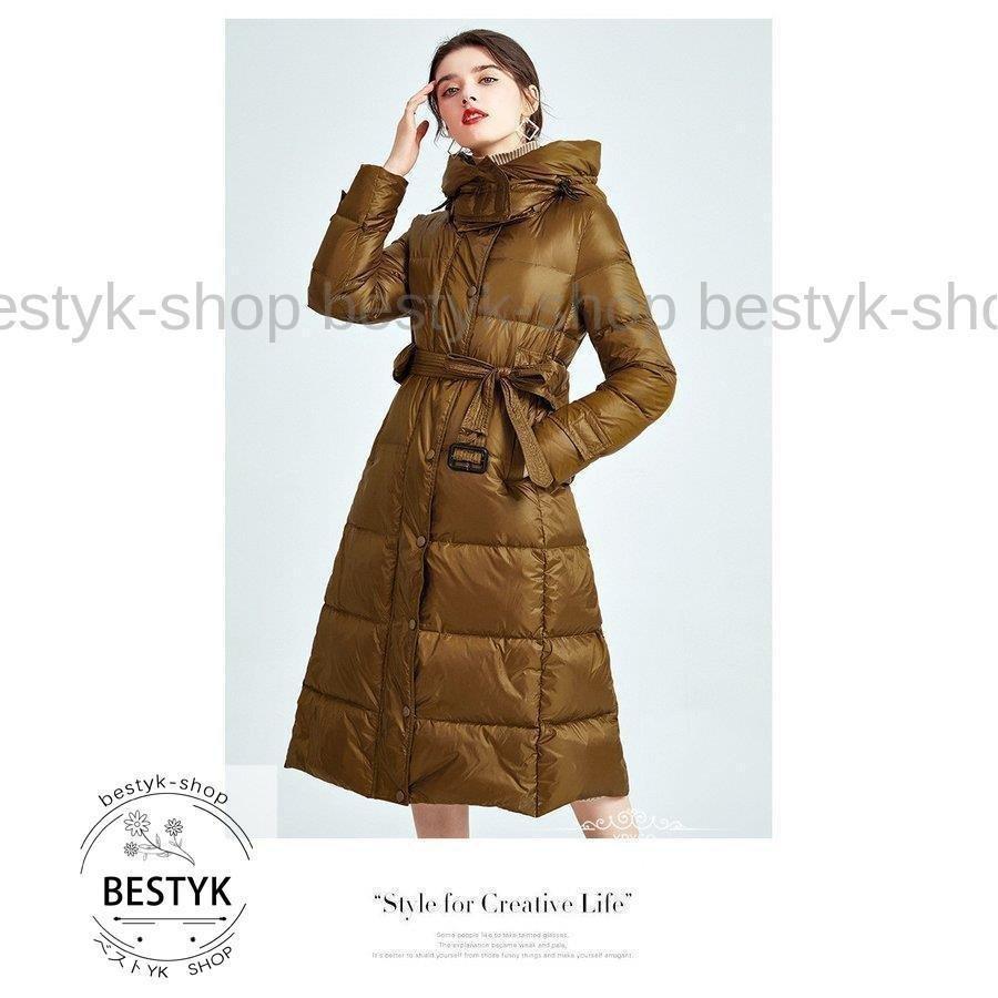 ダウンコート レディース 軽量 コート ロング丈 ダウンジャケット 大きいサイズ ダウン ロングコート 高級ダウン 冬服 無地 防寒 保温 暖かい フード付き cm