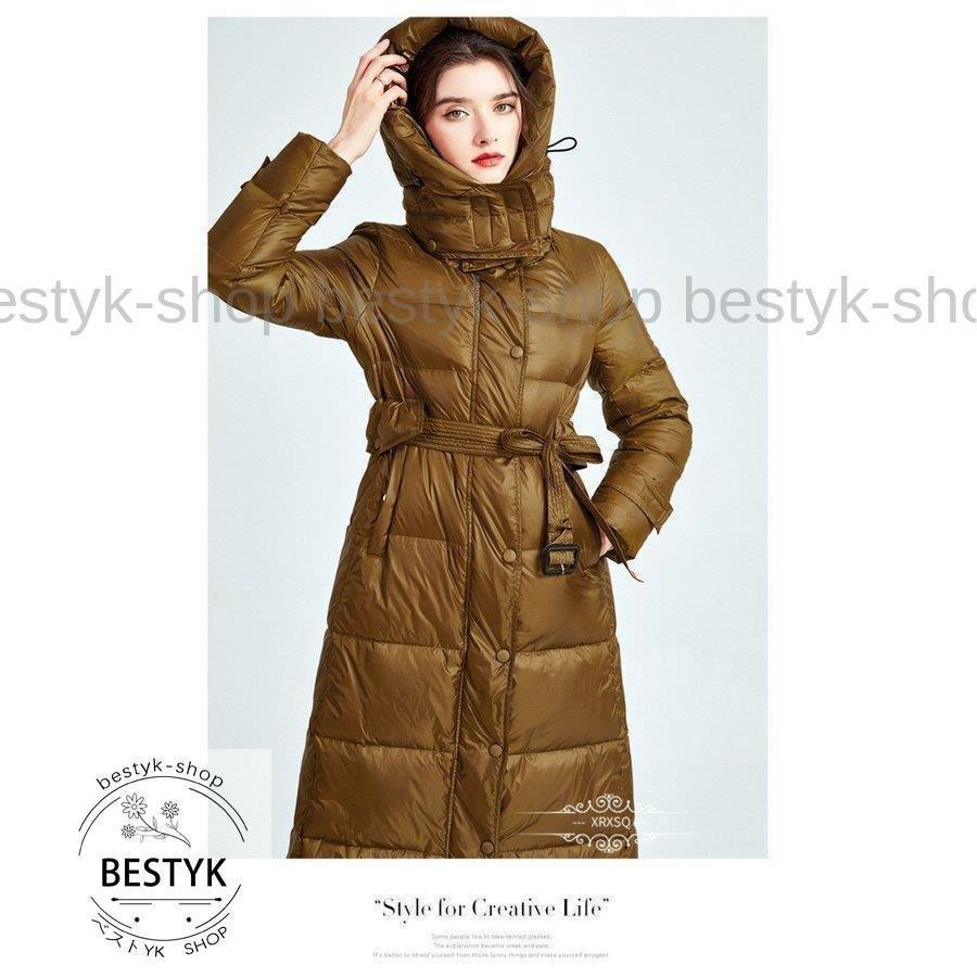 ダウンコート レディース 軽量 コート ロング丈 ダウンジャケット 大きいサイズ ダウン ロングコート 高級ダウン 冬服 無地 防寒 保温 暖かい フード付き cm