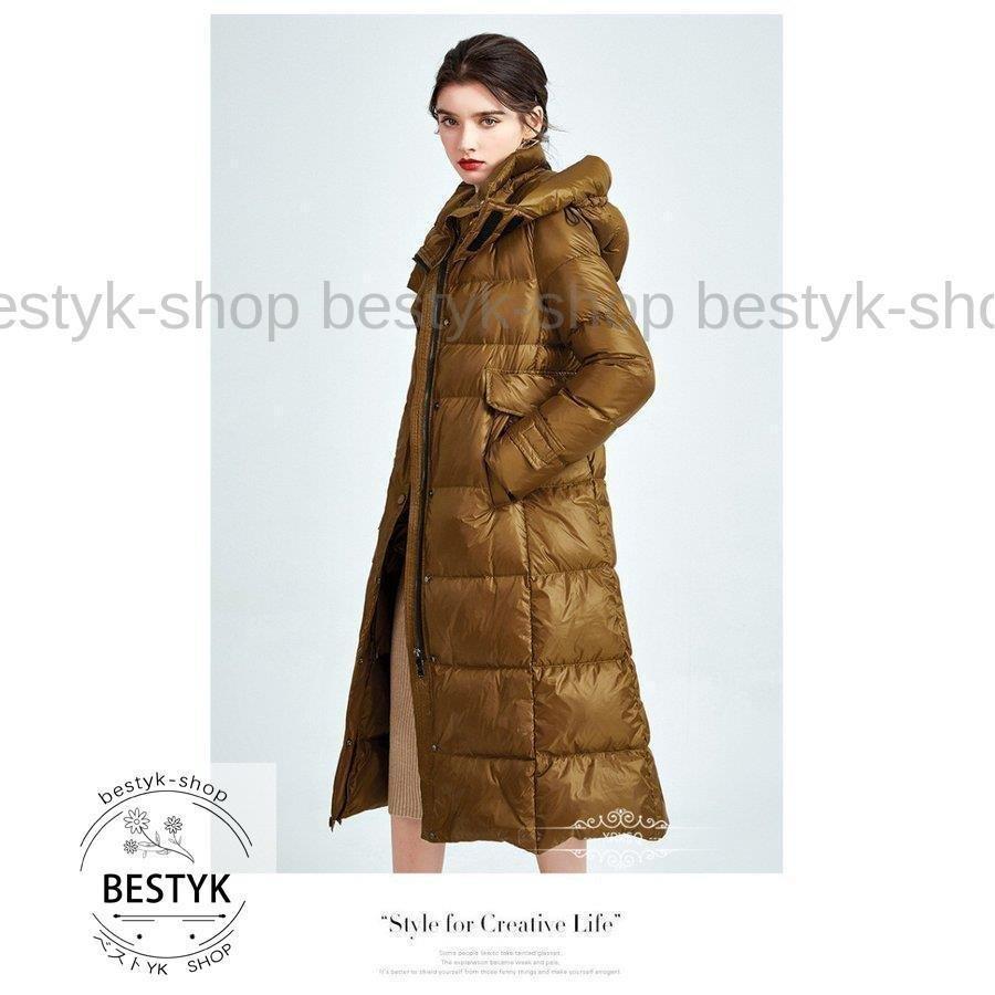 ダウンコート レディース 軽量 コート ロング丈 ダウンジャケット 大きいサイズ ダウン ロングコート 高級ダウン 冬服 無地 防寒 保温 暖かい フード付き cm