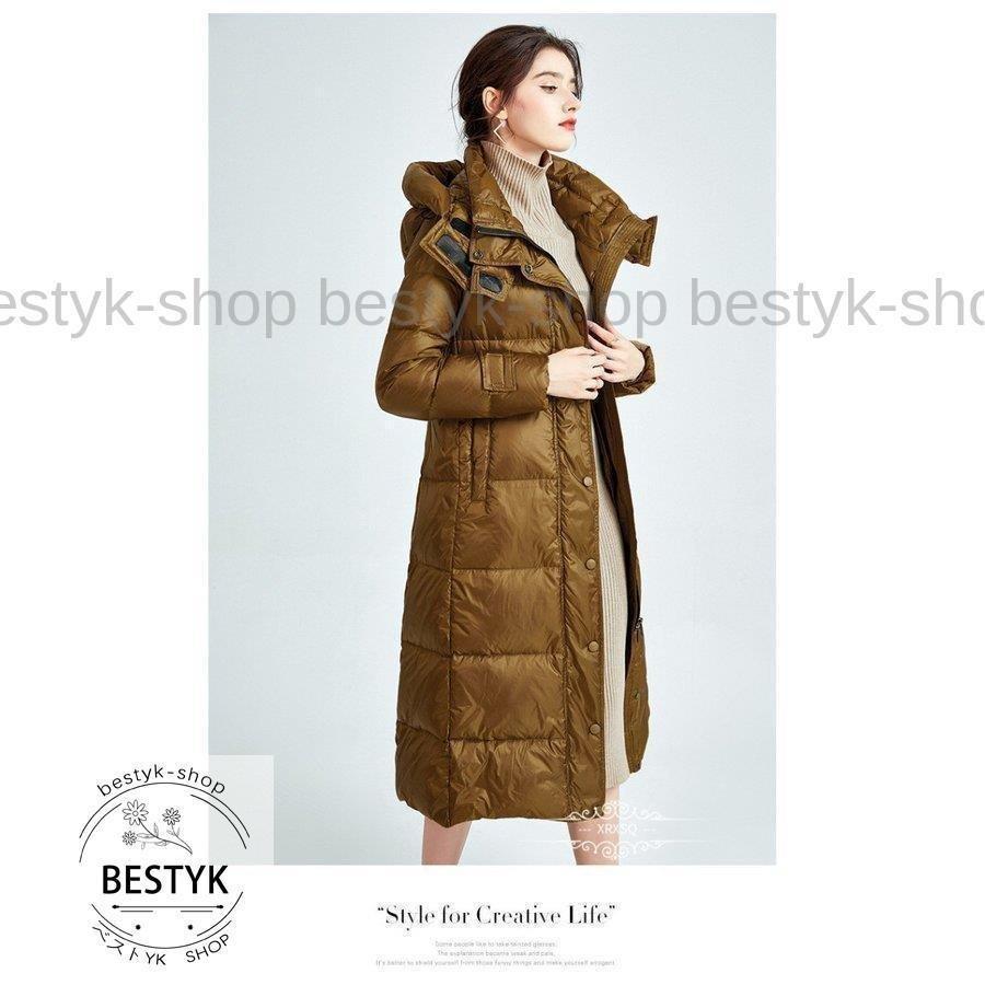 ダウンコート レディース 軽量 コート ロング丈 ダウンジャケット 大きいサイズ ダウン ロングコート 高級ダウン 冬服 無地 防寒 保温 暖かい フード付き cm
