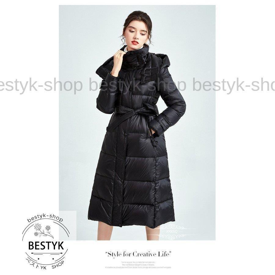 ダウンコート レディース 軽量 コート ロング丈 ダウンジャケット 大きいサイズ ダウン ロングコート 高級ダウン 冬服 無地 防寒 保温 暖かい フード付き cm