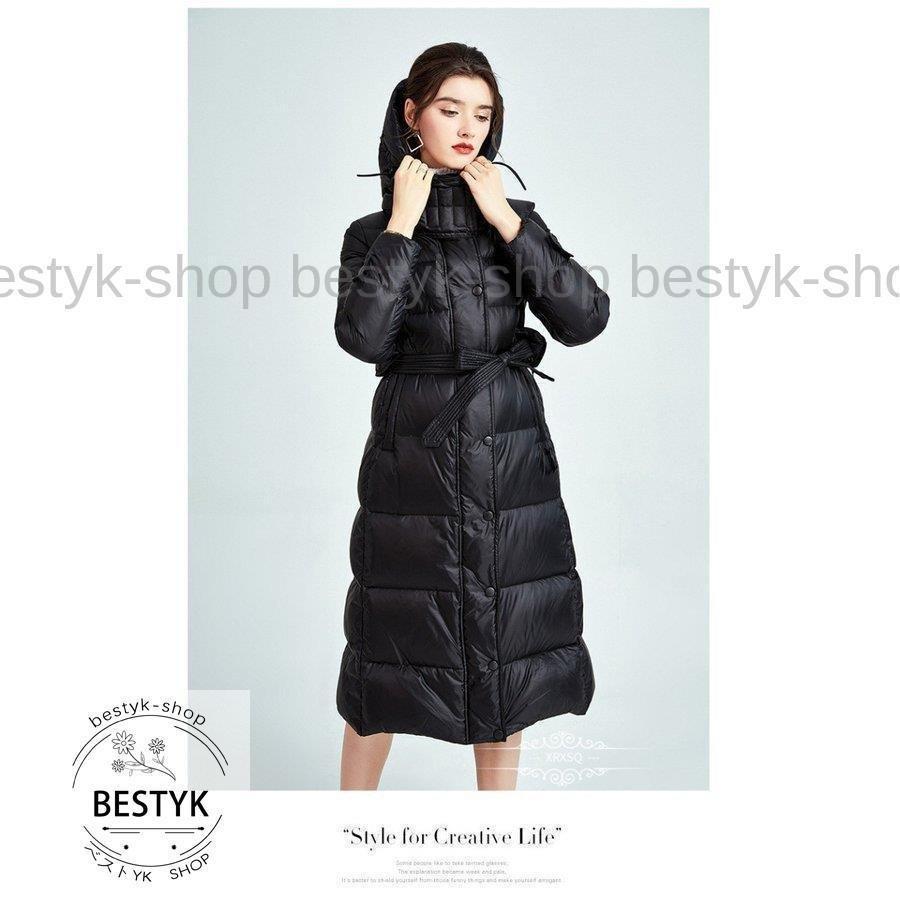 ダウンコート レディース 軽量 コート ロング丈 ダウンジャケット 大きいサイズ ダウン ロングコート 高級ダウン 冬服 無地 防寒 保温 暖かい フード付き cm