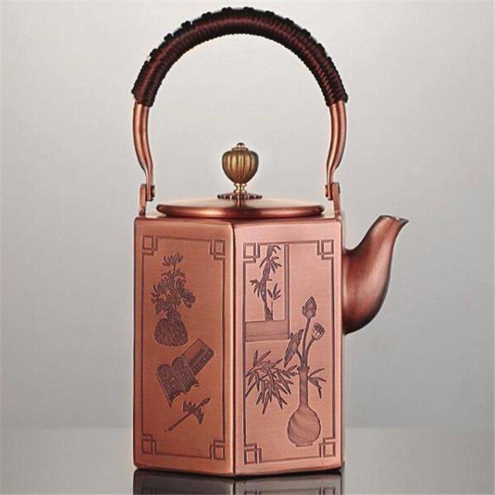 人気推薦☆ヴィンテージ　アンティーク調　六角　赤銅　銅製品　茶器　ポット　湯沸かし