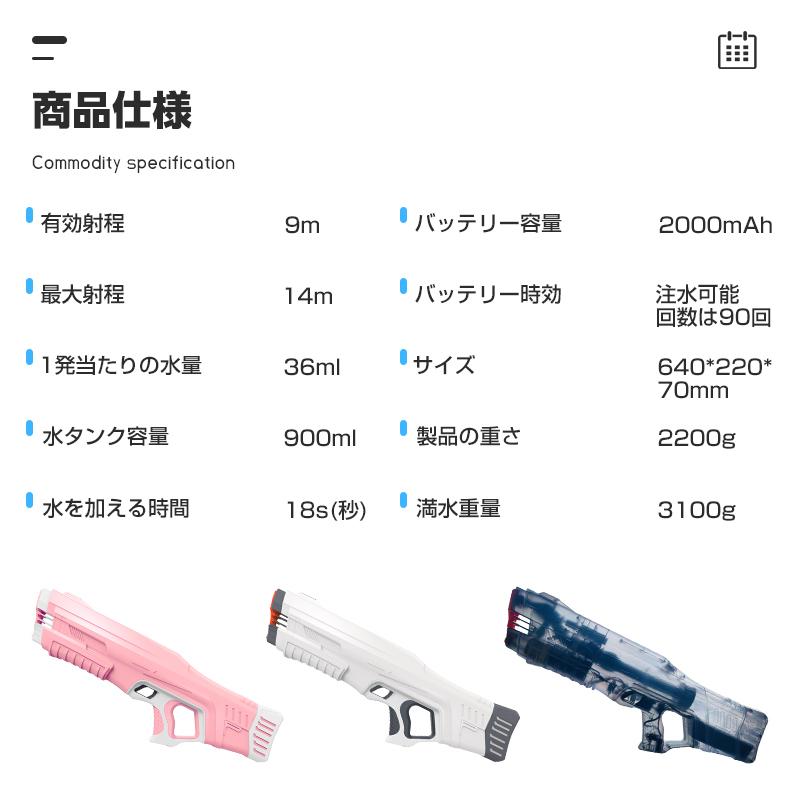 電動水鉄砲 水鉄砲 Z-ONE 最強 強力 大容量 ウォーターガン プール 海水浴 バトル 連射式水鉄砲 自動給水機能 飛距離14M 人気 900mlタンク 