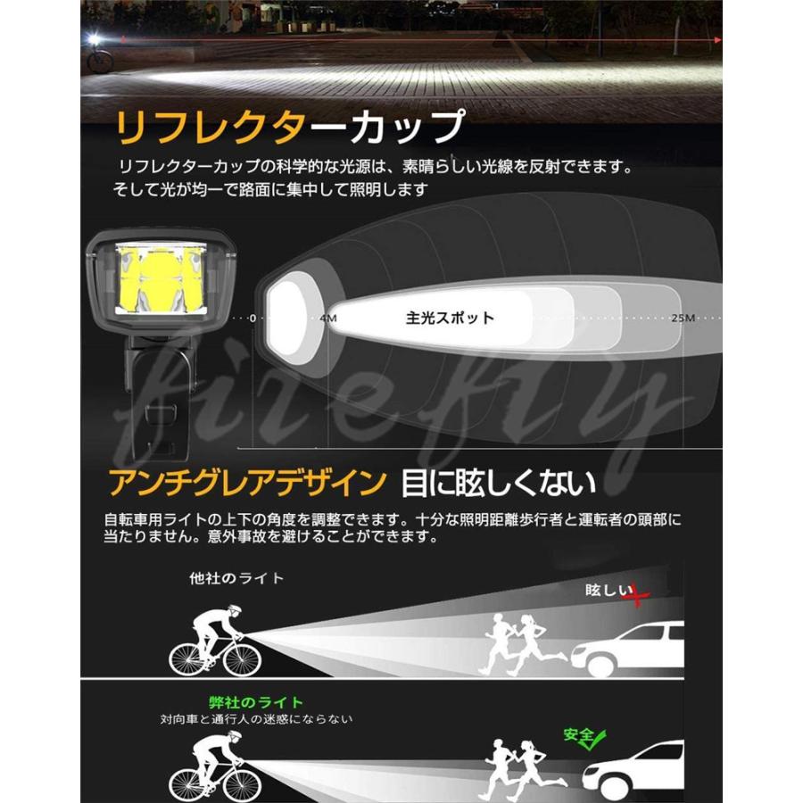 即納 自転車ライト バルブライト2200mAh usb充電式 アルミニウム合金テールライト付き フロント【光センサー自動点灯モード搭載】懐中電灯｜bluestore5｜13