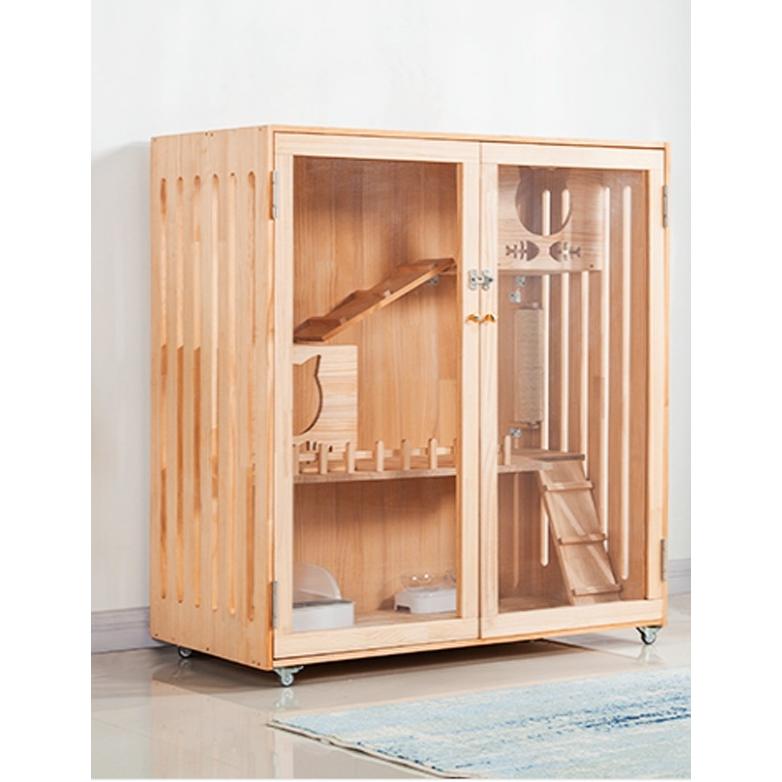 新作マット・カーペット ペットハウス キャットタワー 猫ハウス 猫用 大型猫 ネコタワー動物ハウス【猫の部屋】透明なドア 別荘 猫キャビネット 転倒防止 二つドア 【KUE1249686791】(43758円)