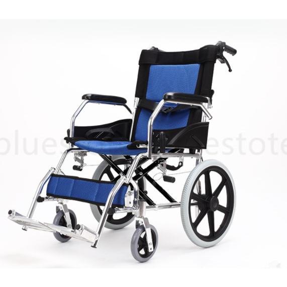 車椅子 折り畳み式 アルミ製車椅子 敬老の日 お年寄り 小型収納便利 障害者 ウォーキングエイド手押し車 車椅子ブルー 外出 旅行 