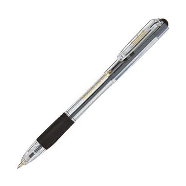 使い切りなめらかボールペン。（まとめ）TAN0SEE ノック式なめらかインク油性ボールペン グリップ付 0.7mm 黒（軸色：クリア）1セット（100本：10本×10パック）〔×3セット〕