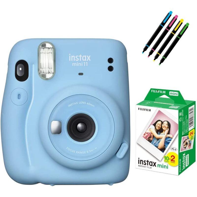 セット品 チェキセット富士フイルム チェキ instax mini 11 スカイブルー＆フィルム20枚 JP2 ＆デコペン instax mini JP2 チェキセット富士フイルム チェキ スカイブルー＆フィルム20枚 ＆デコペン 富士フイルム