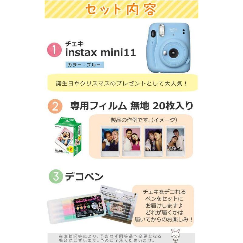 セット品 チェキセット富士フイルム チェキ instax mini 11 スカイブルー＆フィルム20枚 JP2 ＆デコペン instax mini JP2 チェキセット富士フイルム チェキ スカイブルー＆フィルム20枚 ＆デコペン 富士フイルム