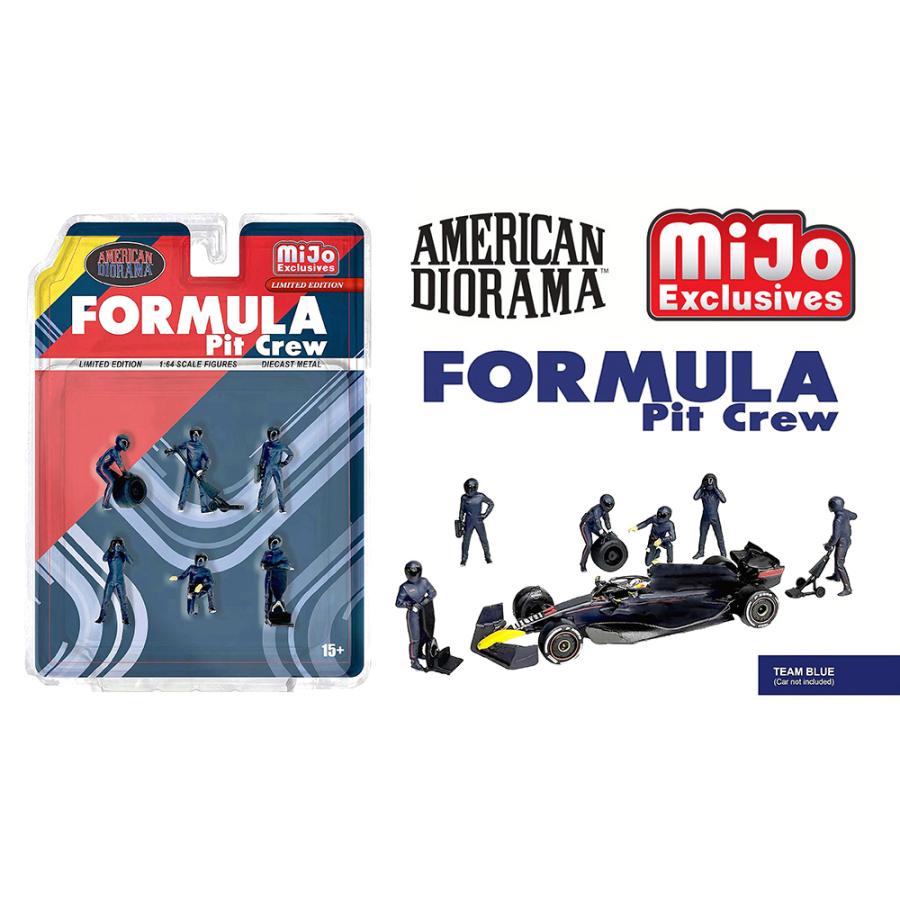 アメリカンジオラマ 1/64 フィギュア F1 ピットクルー チーム ブルー