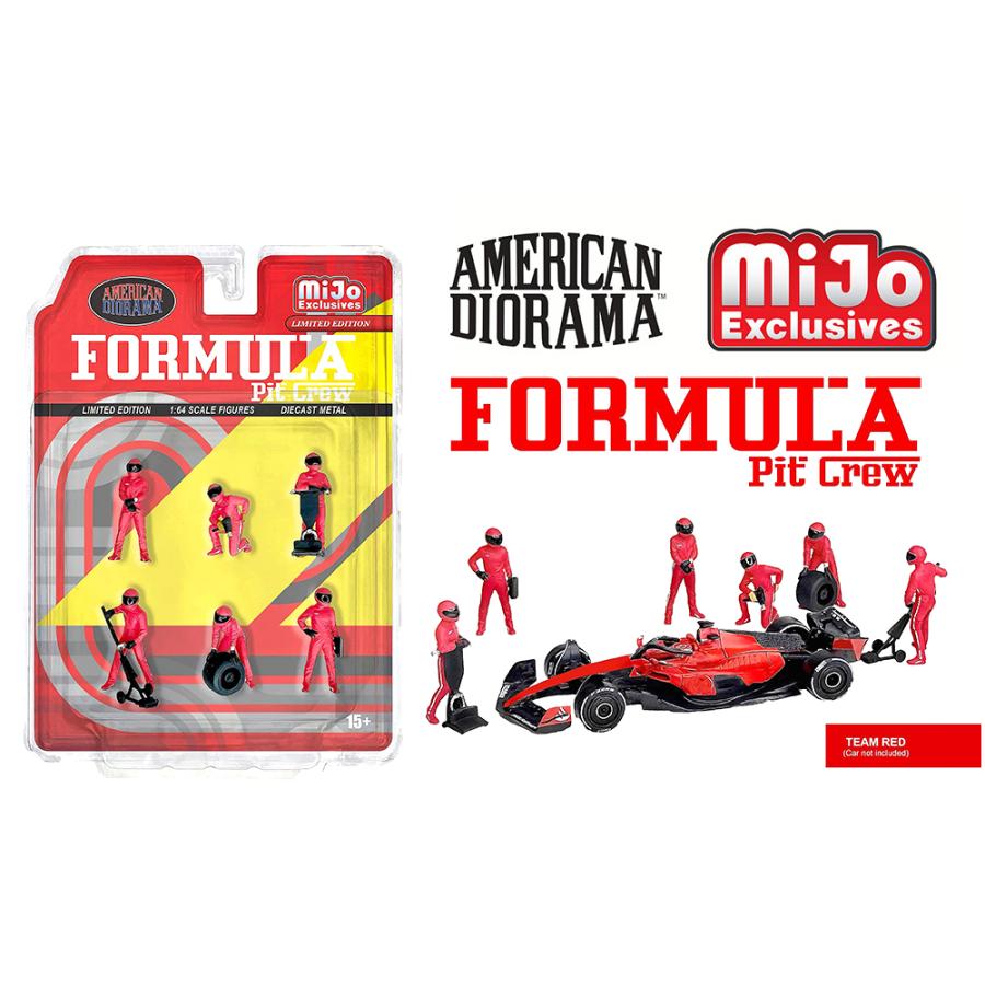 アメリカンジオラマ 1/64 フィギュア F1 ピットクルー チーム レッド