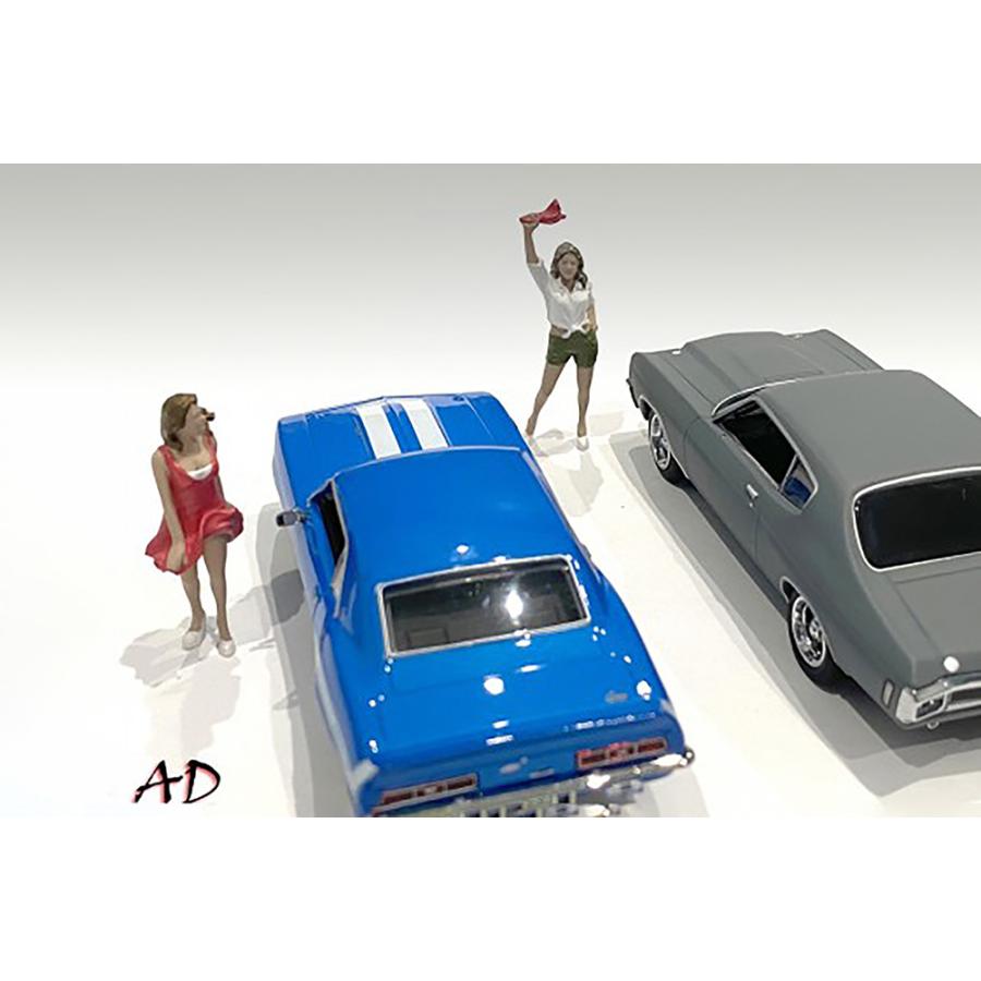 アメリカン ジオラマ 1/43 フィギア 70年代 スタイル セット4  ドラッグレース 女性2体セット American Diorama Figure 70's Style Set｜blugrey｜03