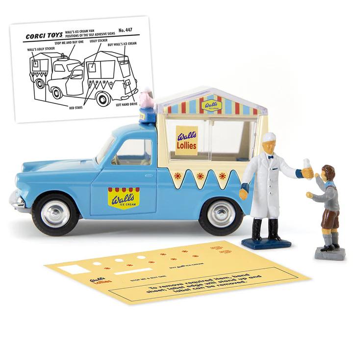 コーギー 1/46 ウオールズ アイスクリーム バン フォード テムズ + フィギア CORGI Wall's Ice Cream Van 復刻版 モデルクラブの画像