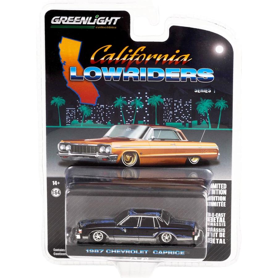 グリーンライト 1/64 シボレー カプリス 1985 ブラック カリフォルニア ローライダー Greenlight CHEVROLET CAPRICE Lowrider ミニカー｜blugrey｜03